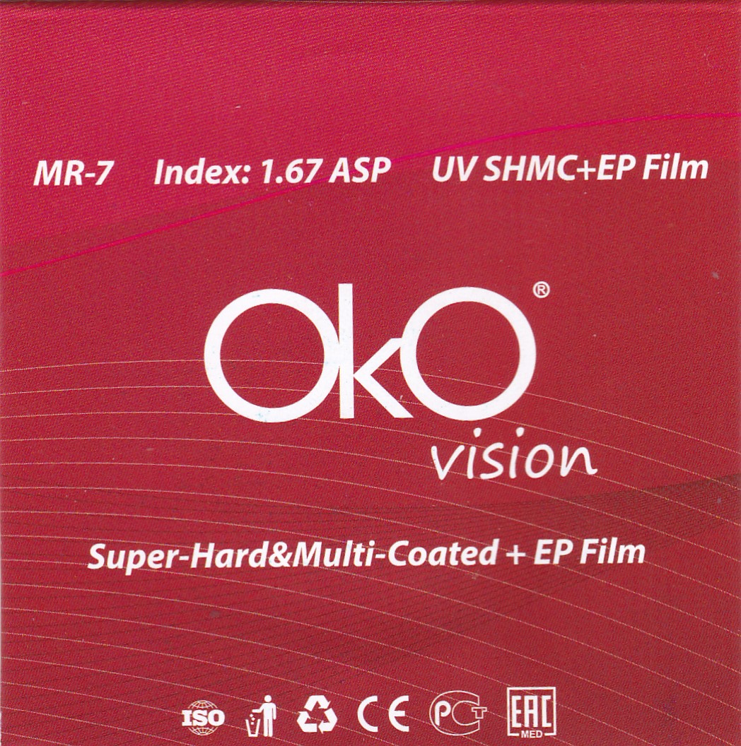 Линза очковая OkOvision 1.67 MR-7 ASP -8,00 70мм