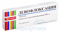 Левофлоксацин тбл п/п/о 500мг №10 яч конт 10*1