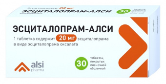 Эсциталопрам-АЛСИ тбл п/п/о 20мг №30