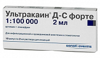 Ультракаин Д-С форте р-р д/ин 40мг+0,01мг/мл 2мл №10