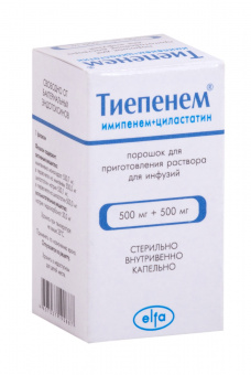 Тиепенем пор д/р-ра д/инф 500мг+500мг №1 фл 100мл