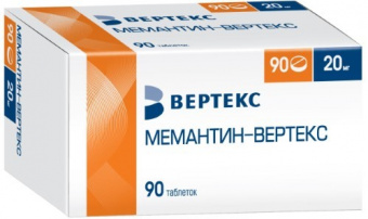 Мемантин-Вертекс тбл п/п/о 20мг №90 яч конт 15*6