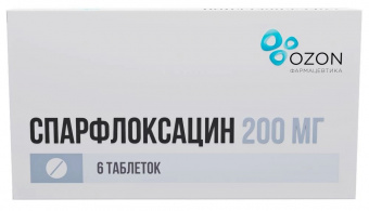 Спарфлоксацин тбл п/п/о 200мг №6 яч конт 6*1