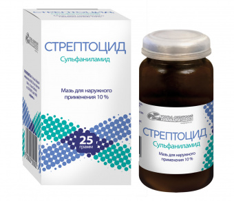 Стрептоцид мазь д/наруж прим 10% 25г банка