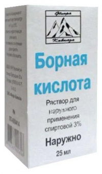Борная к-та р-р наруж спирт 3% 25мл №1 фл