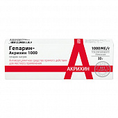 Гепарин-Акрихин 1000 гель д/наруж прим 1000МЕ/г 30г