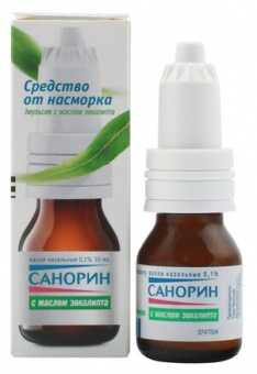 Санорин с маслом эвкалипта капли наз 0,1% 10мл №1 фл